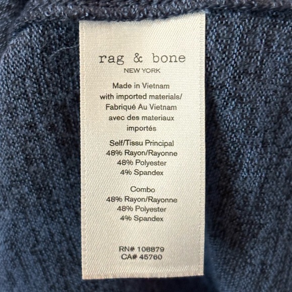 Rag & Bone Amelie Relaxed Long Sleeve Ribbed Tee in Blue Long Sleeve Size Medium - Picture 9 of 12